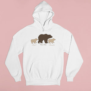 Pull À Capuche Maman Ourse Personnalisée Avec 2 Noms D'Enfants Ca
