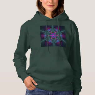 Pull À Capuche Mandala Colorful spiritual Fractal Art With Pink