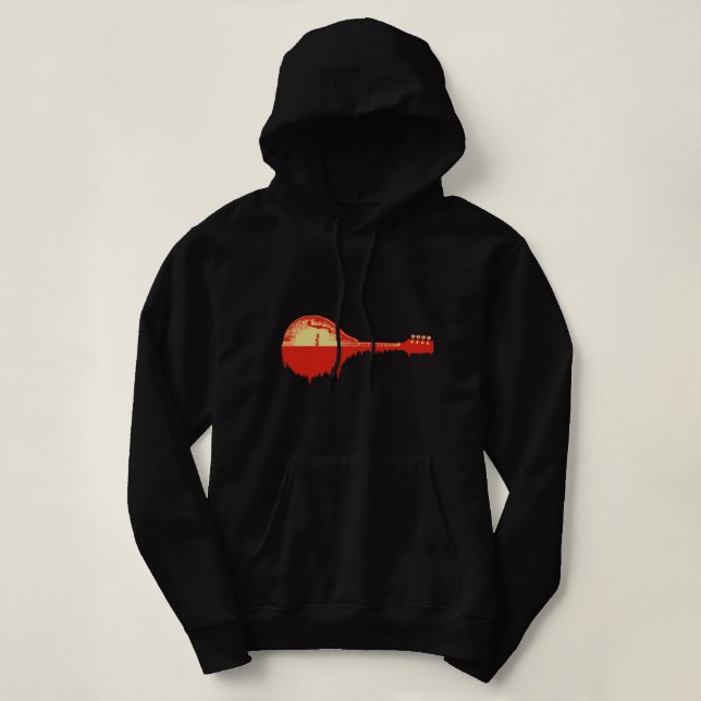 Pull À Capuche Mandolin Lover Trees Réflexion 80s Rétro Minimali (Design devant)
