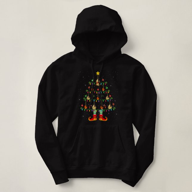 Pull À Capuche Mandolin Lover Xmas Éclairage de vacances Mandolin (Design devant)
