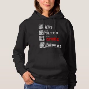 Pull À Capuche Manger Sleep Anime Répéter Manga Japon Kanji Weeb