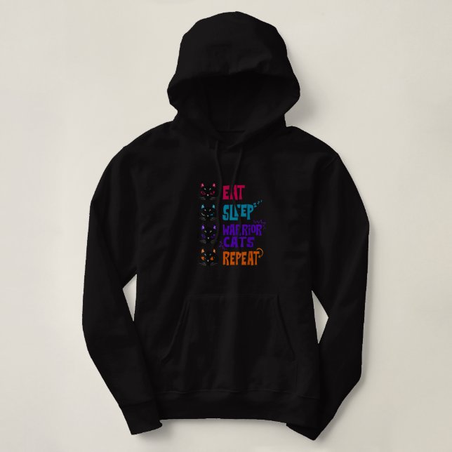 Pull À Capuche Mangez Sleep Chat Warrior Répéter Amoureux des cha (Design devant)
