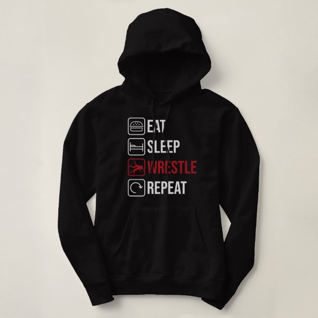 Pull À Capuche Mangez Sleep Lutte Répétez Femmes Hommes Ado Garço (Design devant)