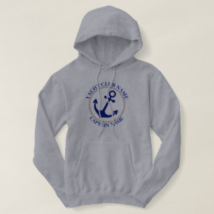 Pull À Capuche Marine bleue Ancre nautique club nautique