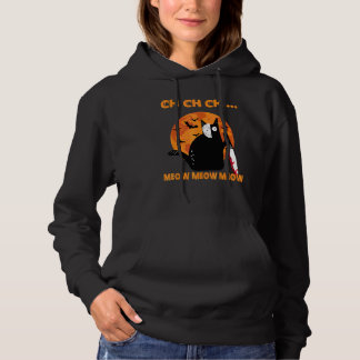 Pull À Capuche Masque de chat d'Halloween effrayant Ch Ch Ch Mia
