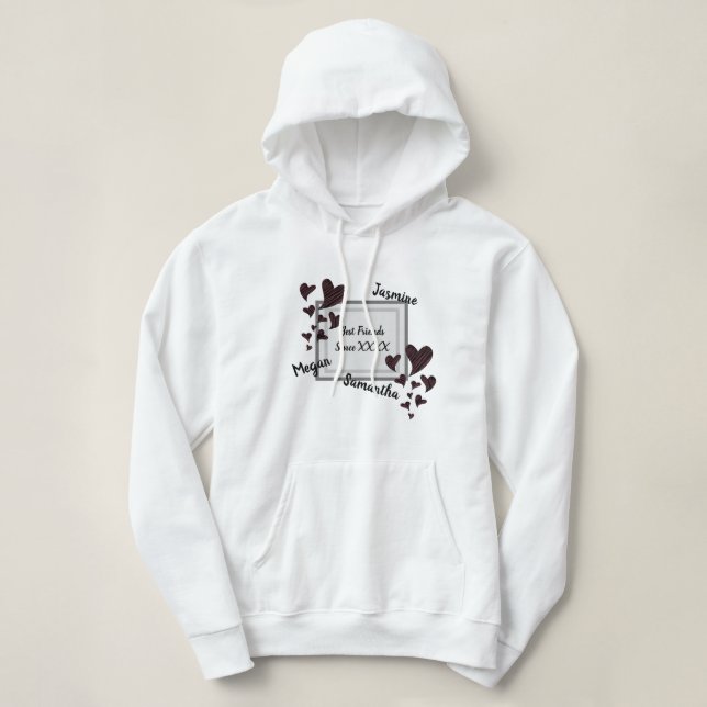 Pull À Capuche Meilleurs amis Bright Red Heart Long amitié (Design devant)