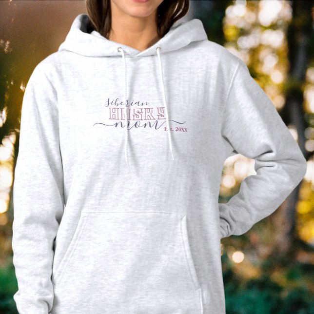 Pull À Capuche Mère Husky Sibérien Écriture Universitaire Établie (Créateur téléchargé)