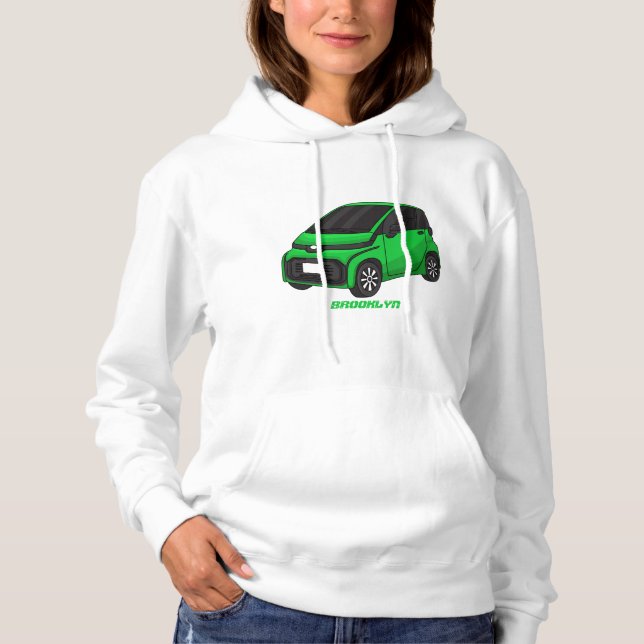 Pull À Capuche Mignonne micro-voiture verte (Devant)