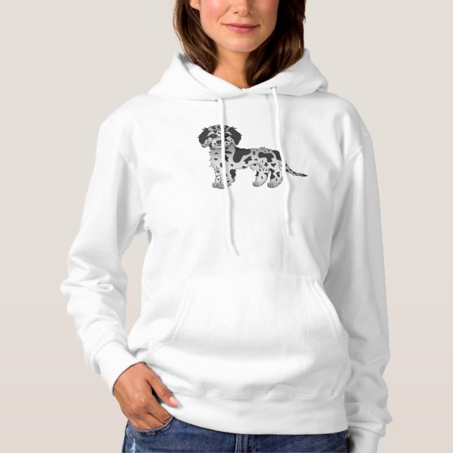 Pull À Capuche Mini Goldendoodle Merle Bleu Chien de Dessin Animé (Devant)