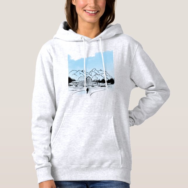 Pull À Capuche ​Minimalist Winter Mountain Adventure Sweatshirt - (Devant)