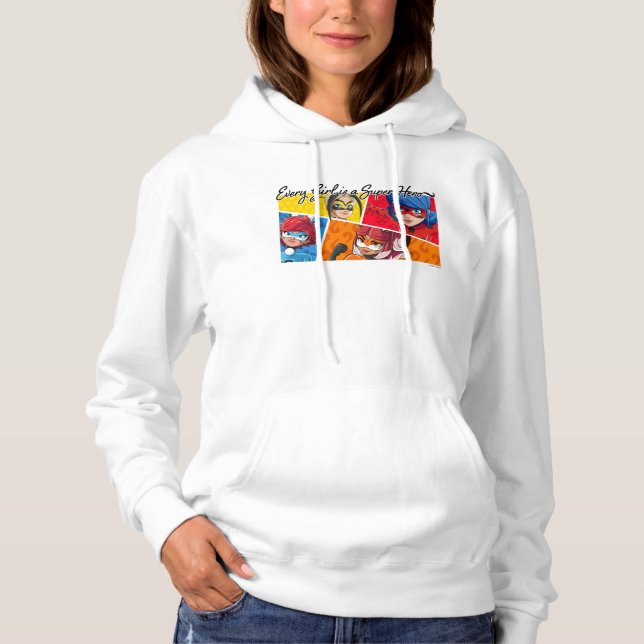 Pull À Capuche Miraculeux Chaque fille est un super héros (Devant)