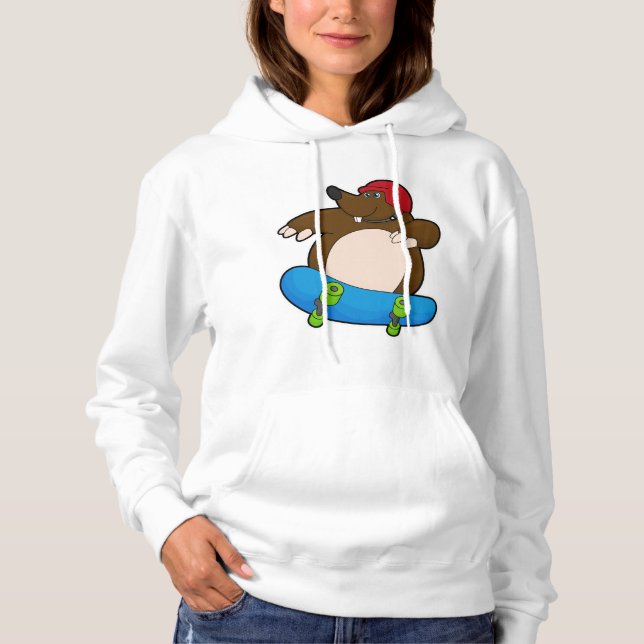 Pull À Capuche Mole en Skate avec Skateboard & Casque (Devant)