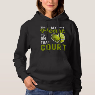 Pull À Capuche Mon Coeur Est Sur Ce Court Tennis Ball Player Coac