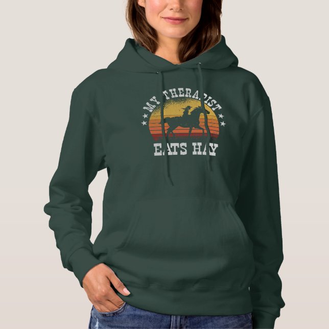 Pull À Capuche Mon Thérapeute Mange Hay Cowgirl Rodeo Barrel Raci (Devant)