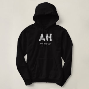 PULL À CAPUCHE MONOGRAMME DE NOM À DEUX LETTRES BLANC MINIMALISTE