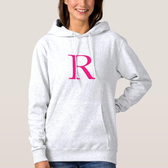 Pull À Capuche Monogramme Initiales Nom Pink Mère's Day Cadeau mi (Devant)