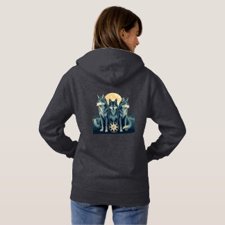 Pull À Capuche Moonlit Wolf Pack Guardians | Mystical Compass Art