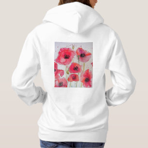 Pull À Capuche Motif de fleur d'art aquarelle au pavot rouge