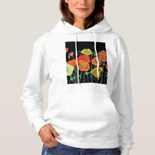 Pull À Capuche Motif floral de coquelicot rouge Art aquarelle Fle