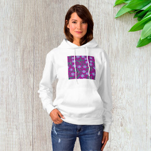 Pull À Capuche Motif floral violet avec fleurs bleues