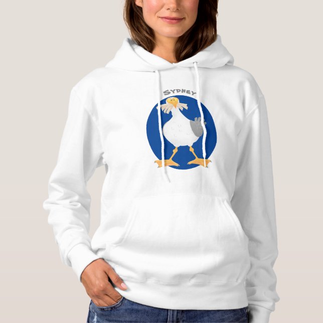 Pull À Capuche Mouette drôle avec frites dessin animé (Devant)