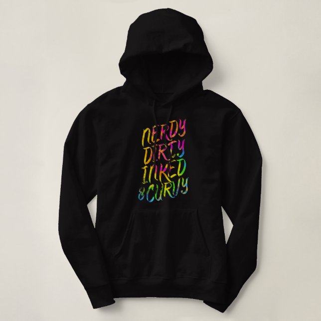 Pull À Capuche Nerdy Dirty Inked & Curvy - Tattoo Woman Girl Nerd (Design devant)