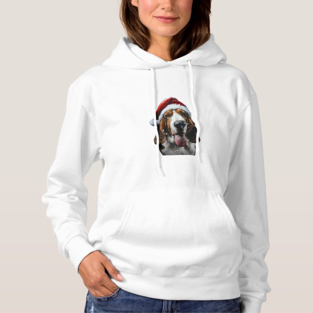Pull À Capuche Noël de Basset Hound (Devant)