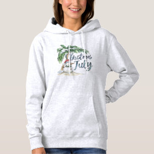 Pull À Capuche Noël en juillet Bonhomme de neige de plage et palm