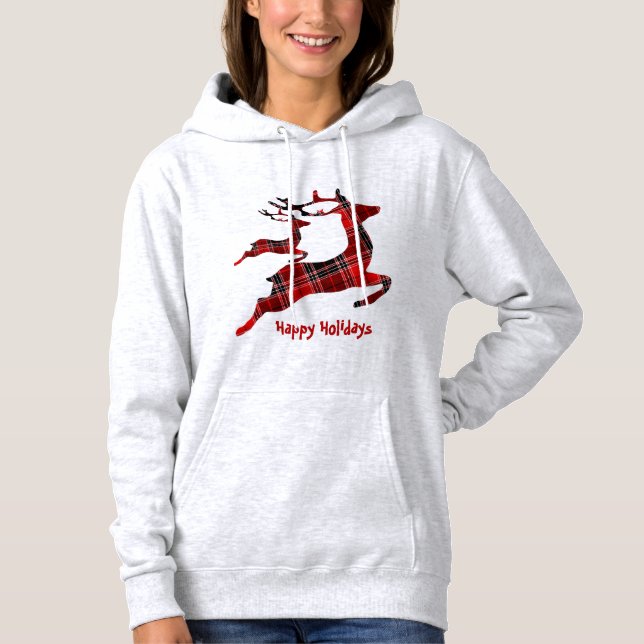 Pull À Capuche Noël Red Reindeer Vacances Élégantes (Devant)