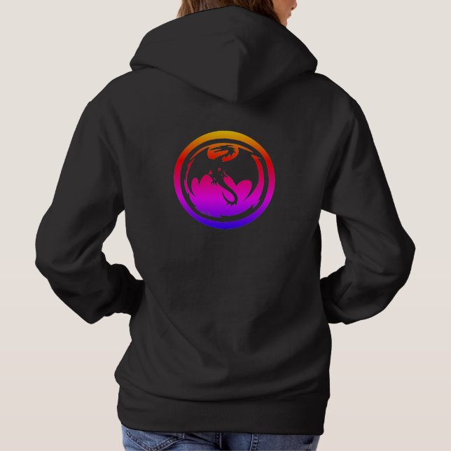 Pull À Capuche Noir Dragon néon femmes noir à capuchon sweatshirt (Dos)