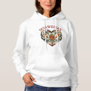 Pull À Capuche Norvégien Rosemaling Folk Art Heart