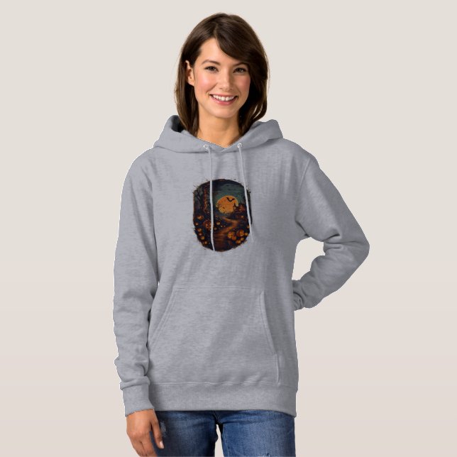 Pull À Capuche Nuit éffrayante d'Halloween (Devant entier)