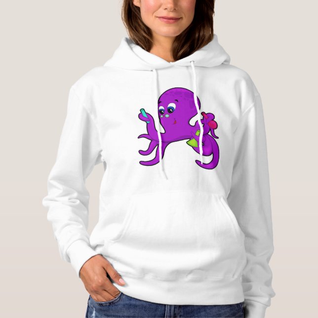 Pull À Capuche Octopus comme enseignant avec équipement de labora (Devant)