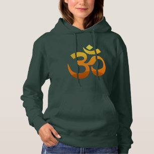 Pull À Capuche Om Mantra Symbole Yoga Gold Sun Womens Deep Forest