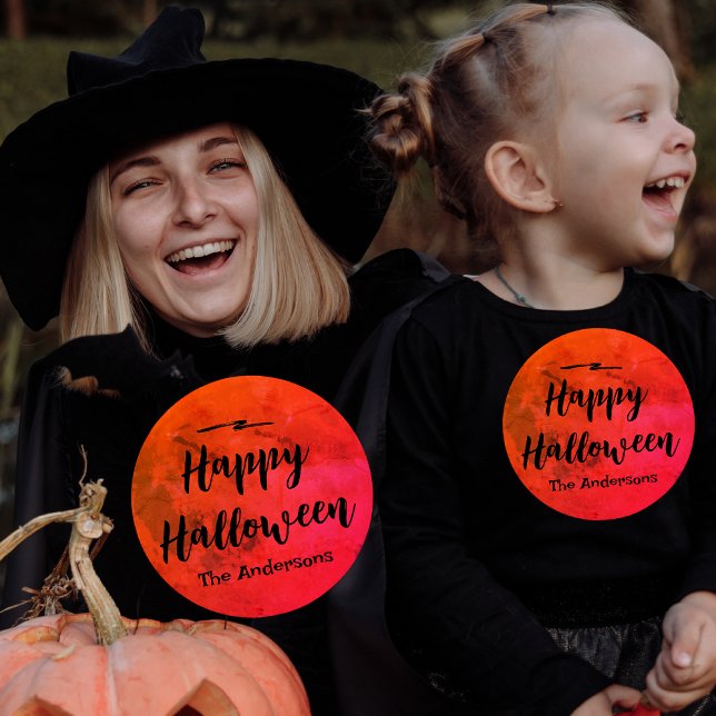 Pull À Capuche Orange personnalisé et Pleine lune noire Halloween (Créateur téléchargé)