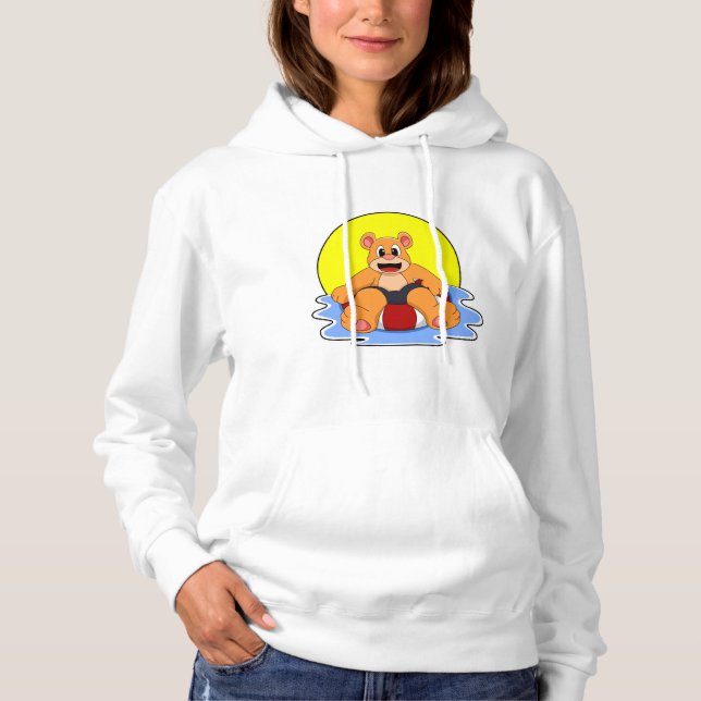 Pull À Capuche Ours à la natation avec anneau de natation (Devant)
