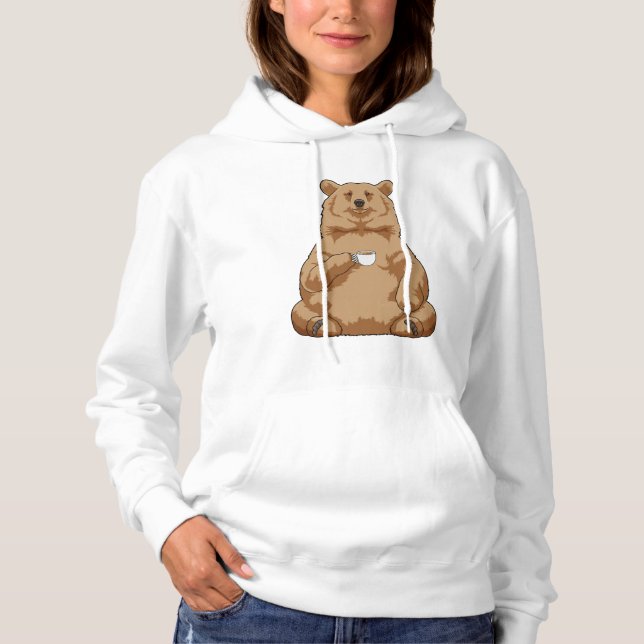 Pull À Capuche Ours avec la coupe de café (Devant)