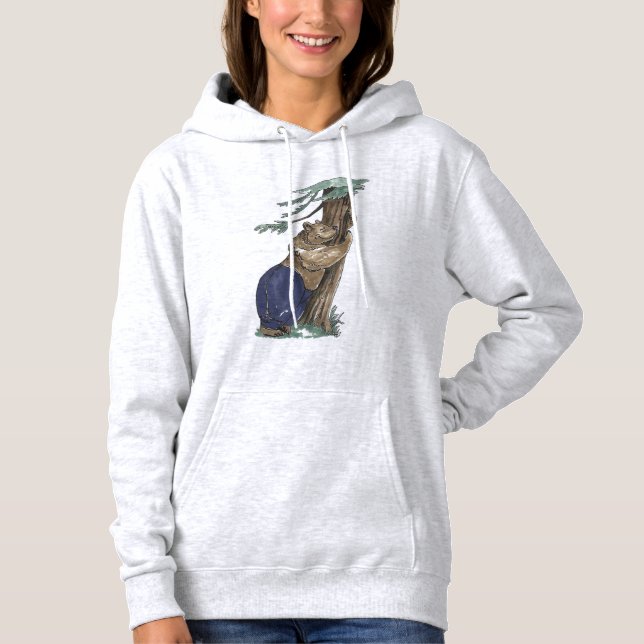 Pull À Capuche Ours Brassant D'Arbre Avec Leggings Design Extérie (Devant)