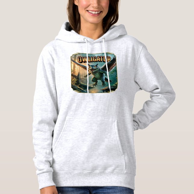 Pull À Capuche Owligator Illustration – Owl Alligator Funny Scary (Devant)