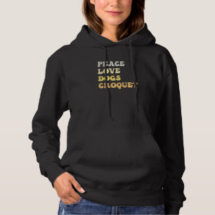 Pull À Capuche Paix Amour Chiens Croquet Rétro