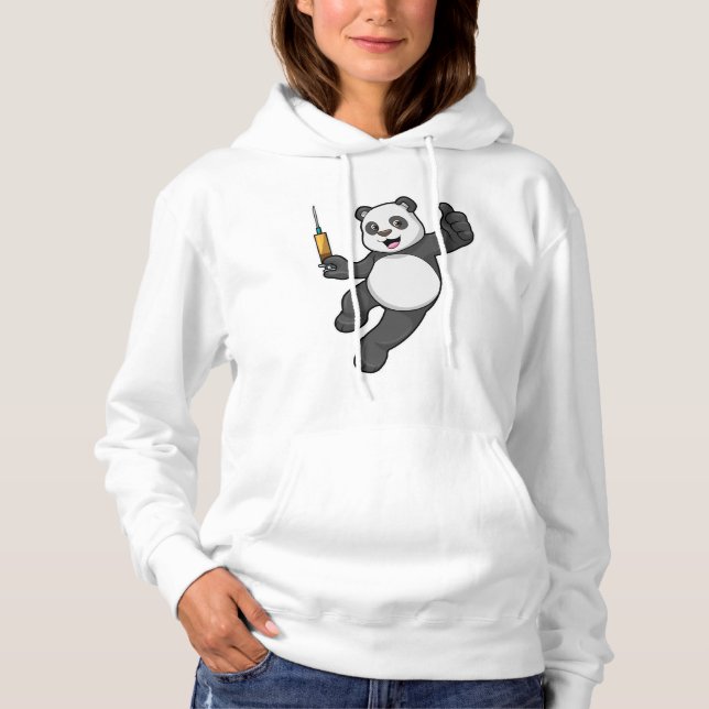 Pull À Capuche Panda à la vaccination avec seringue (Devant)