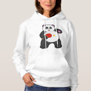 Pull À Capuche Panda au ping-pong avec raquette de ping-pong