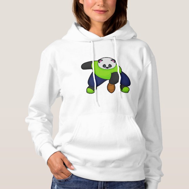 Pull À Capuche Panda comme joueur de football avec football (Devant)