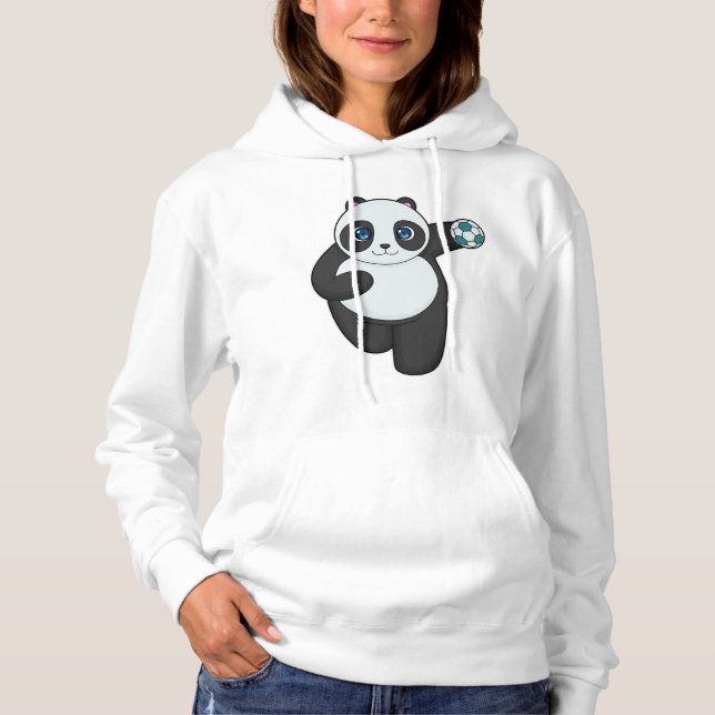 Pull À Capuche Panda Handball player Handball (Devant)