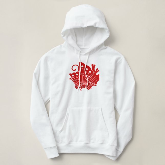 Pull À Capuche Papillon asiatique Japonais Conception Kamon (Design devant)