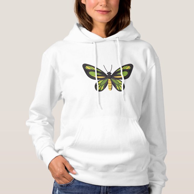 Pull À Capuche papillon chrome en jaune et vert (Devant)