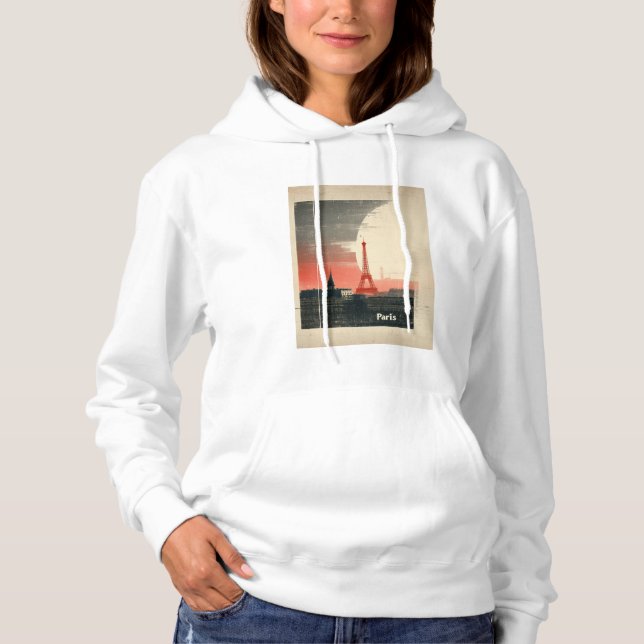 Pull À Capuche Paris, France - Graphique inspiré des années 1960 (Devant)