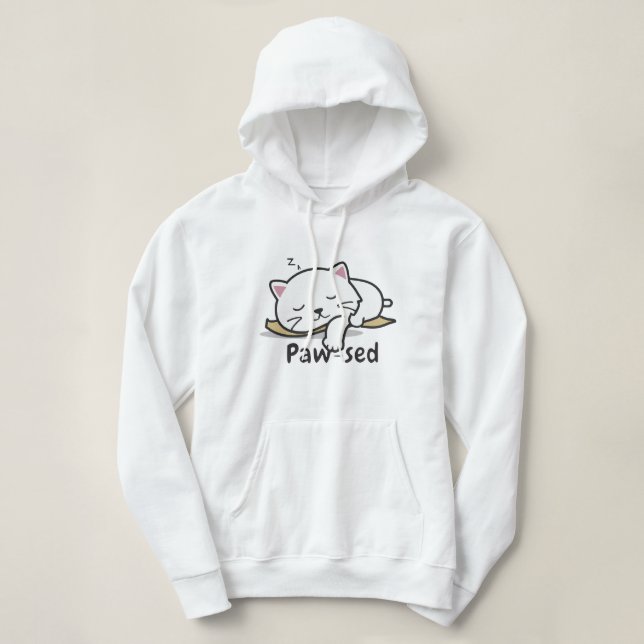 Pull À Capuche Paw-sed Cozy Hoodie – Cute Sleeping Cat Sweatshirt (Design devant)