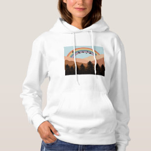 Pull À Capuche Paysage Abstrait Arbres forestiers Arc-en-ciel et