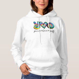 Pull À Capuche Peace Love Golf Tie Dye Cute Golf Amateurs